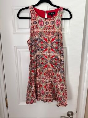 Lulu's Red Multi-Pattern Sleeveless Mini Dress